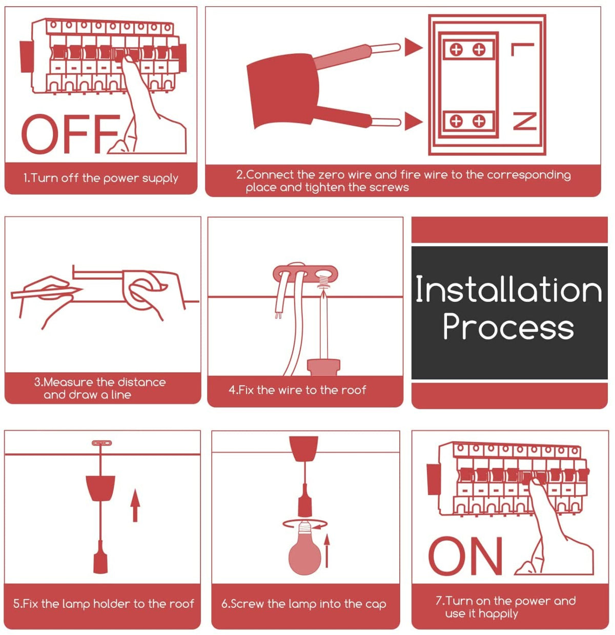 Portalampada Pendente Pendel E27 max 60W in Plastica Rosso