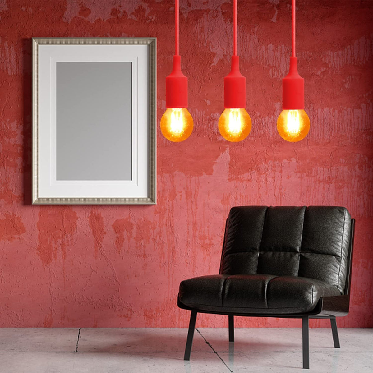Portalampada Pendente Pendel E27 max 60W in Plastica Rosso