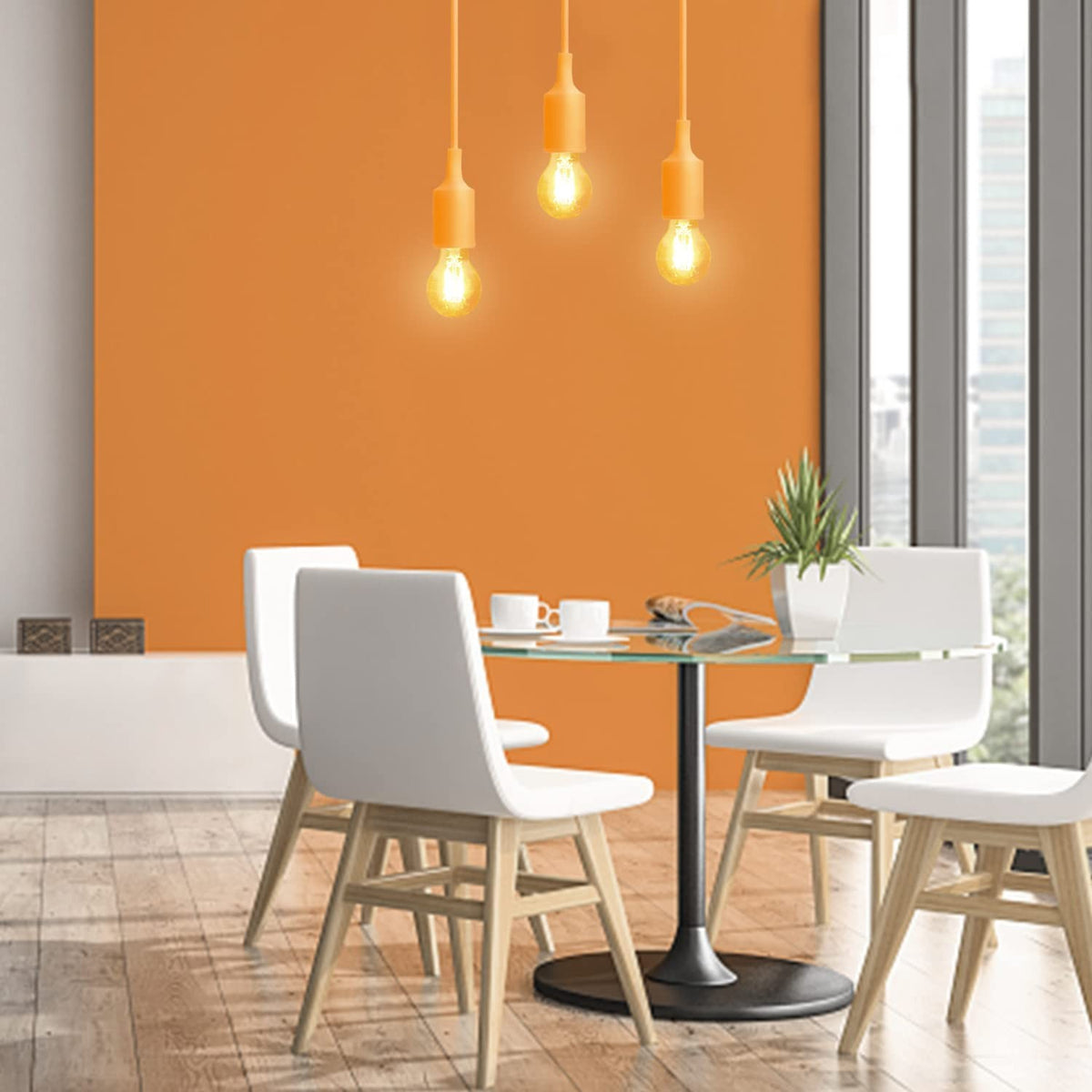 Portalampada Pendente Pendel E27 max 60W in Plastica Arancione