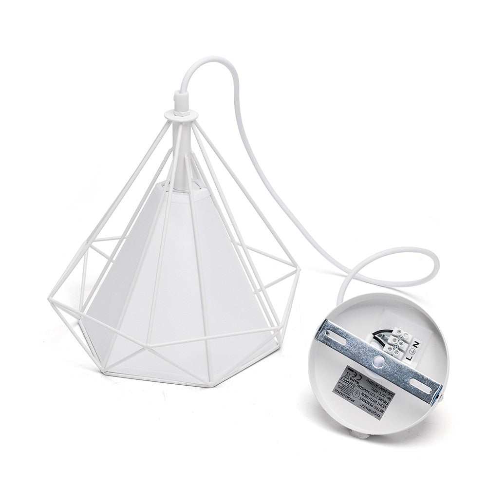 Lampadario Portalampada Pendente E27 Retrò Struttura Ferro Bianco