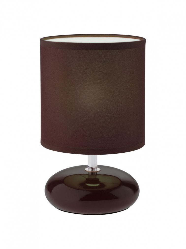 Lampada da Tavolo FIVE max 28W E14 IP20 Corpo Ceramica Paralume Tessuto Marrone