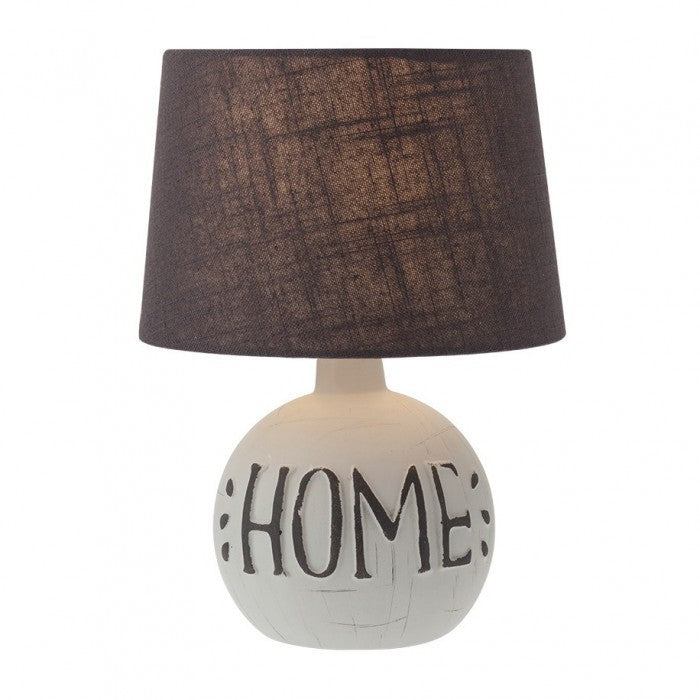 Lampada da Tavolo HOME max 28W E14 IP20 Corpo Ceramica Paralume Tessuto Marrone