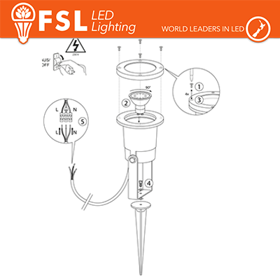 Faretto Da Giardino Orientabile Picchetto IP65 GU10 Bianco FSL
