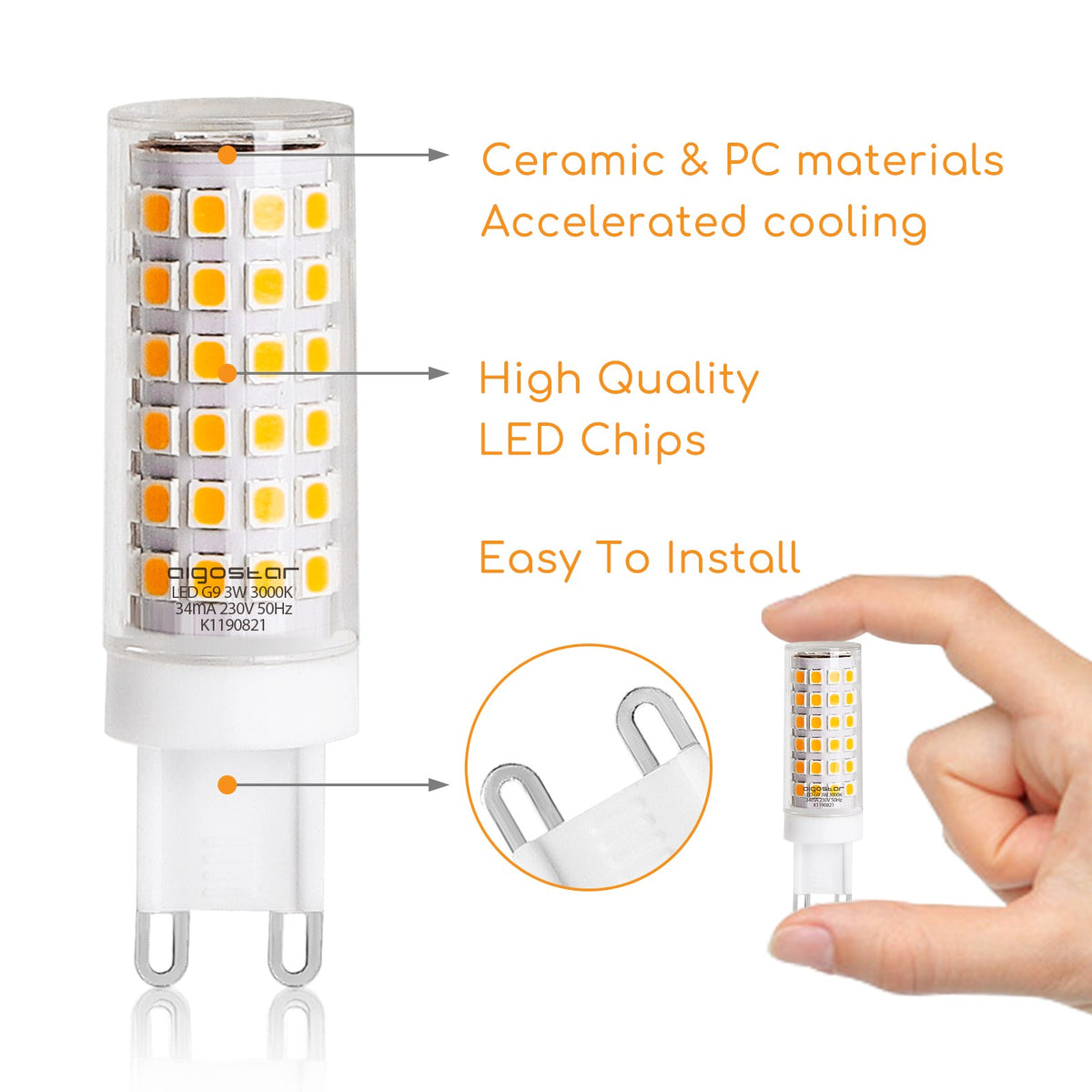 Lampadina LED G9 6W Luce Calda 3000K 600 Lumen Aigostar