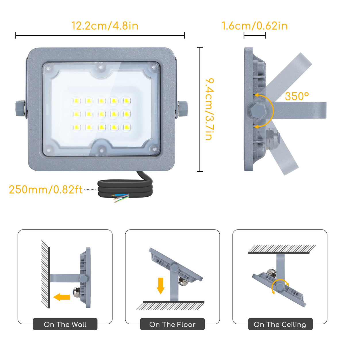 Proiettore Faro Led da Esterno 10W Slim Aigostar Bianco Freddo 6500K