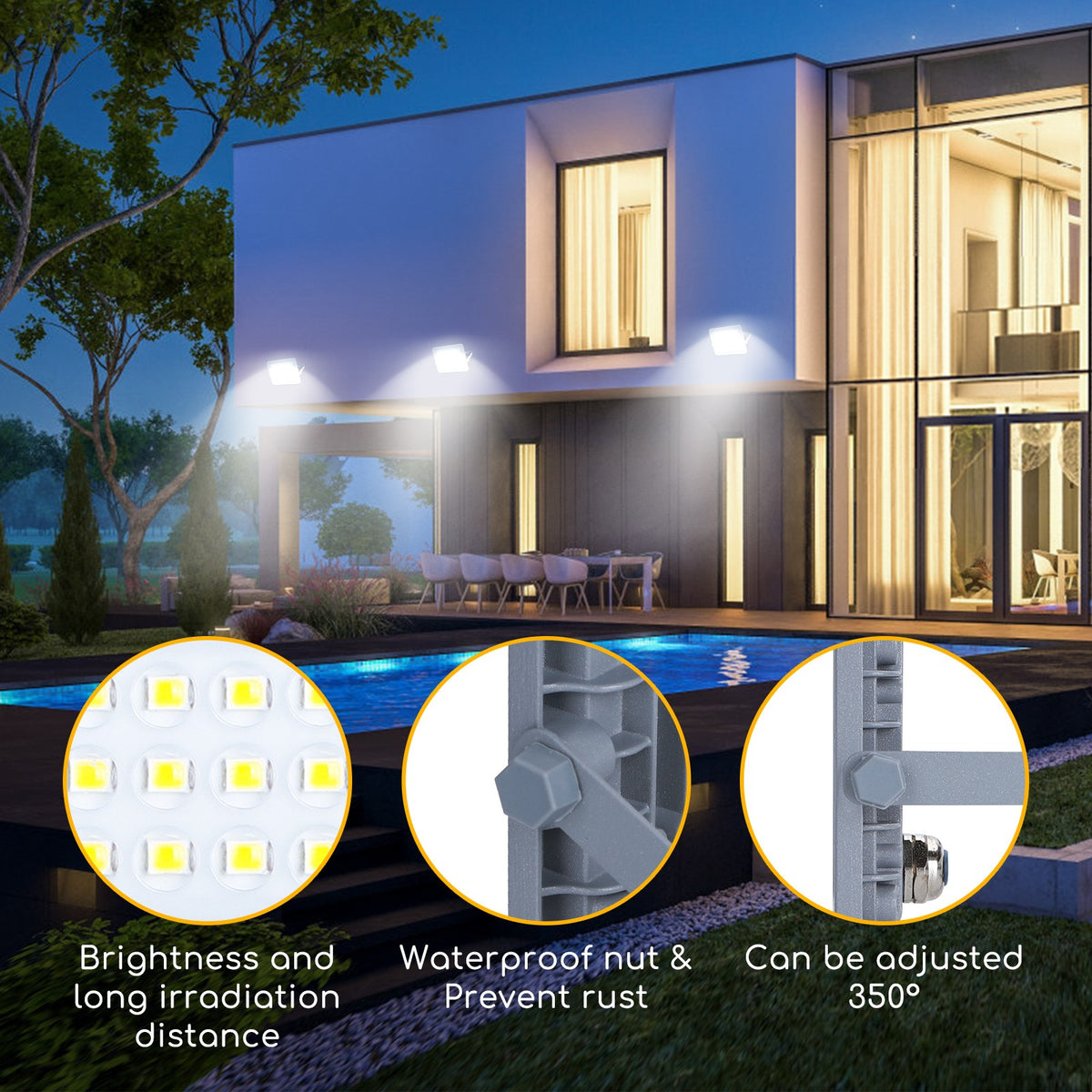 Proiettore Faro Led da Esterno 10W Slim Aigostar Bianco Freddo 6500K