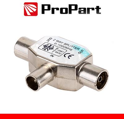 Splitter coax in ottone nichelato - 1 presa/2 spine