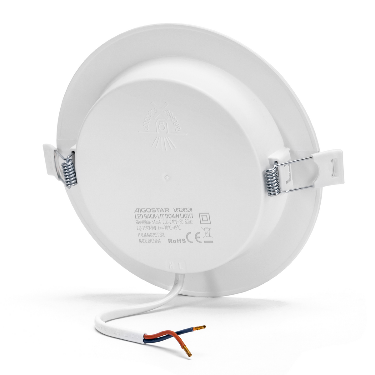 Faretto Led Faro Slim da Incasso 9W 3000K E6 Retroilluminato Foro 118-128mm