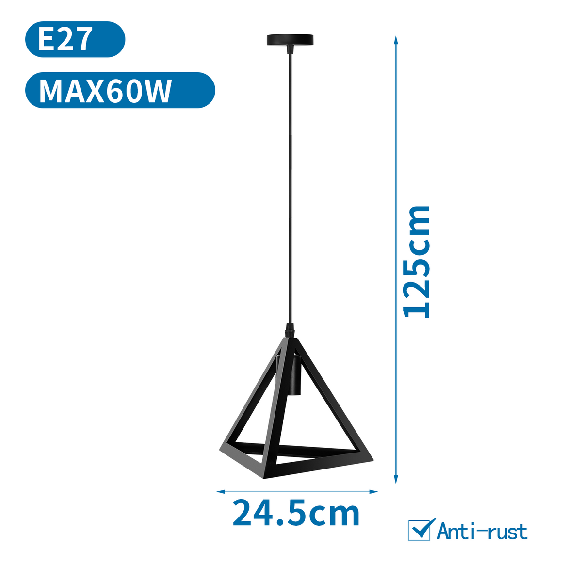 Lampadario Pendente Da Soffitto Pendente Frame E27 Nero