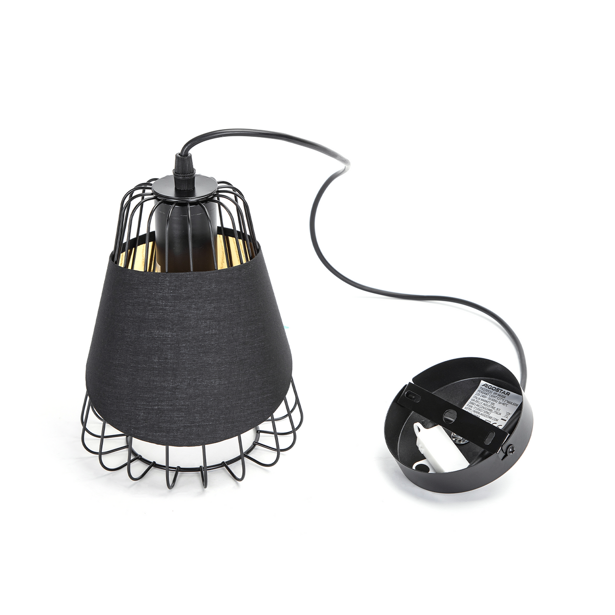 Lampadario Lampada Sospensione Moderno Industriale Paralume Nero E27