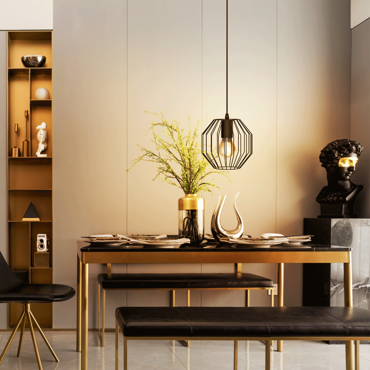 Lampadario a Sospensione Design Moderno Industriale Nero E27