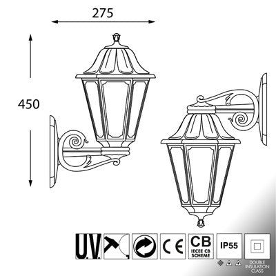 Lanterna Applique a Parete in Resina BISSO ANNA Bianco E27 IP55