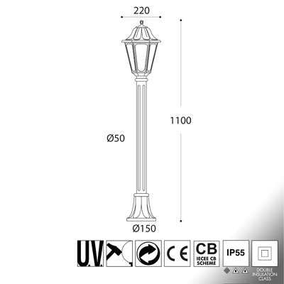 Lampione Da Giardino In Resina MIZAR ANNA IP55 E27 2700K Fumagalli