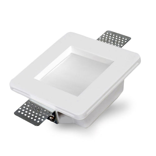 Portafaretto in Gesso Ceramico Quadrato Con Vetro da Incasso per GU10/MR16