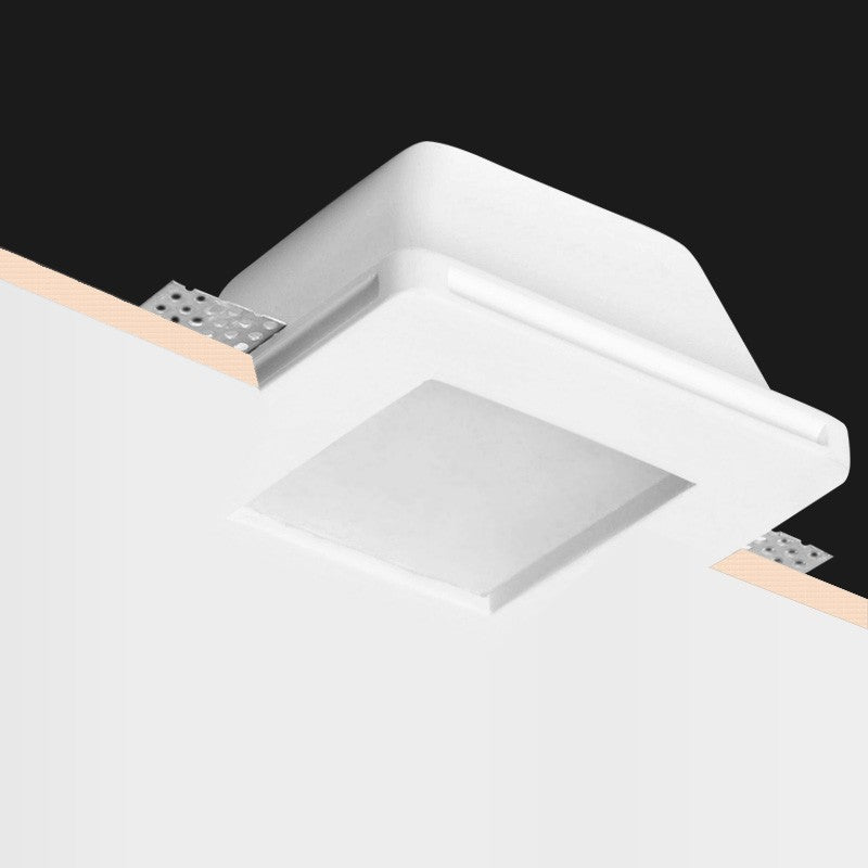 Portafaretto in Gesso Ceramico Quadrato Con Vetro da Incasso per GU10/MR16