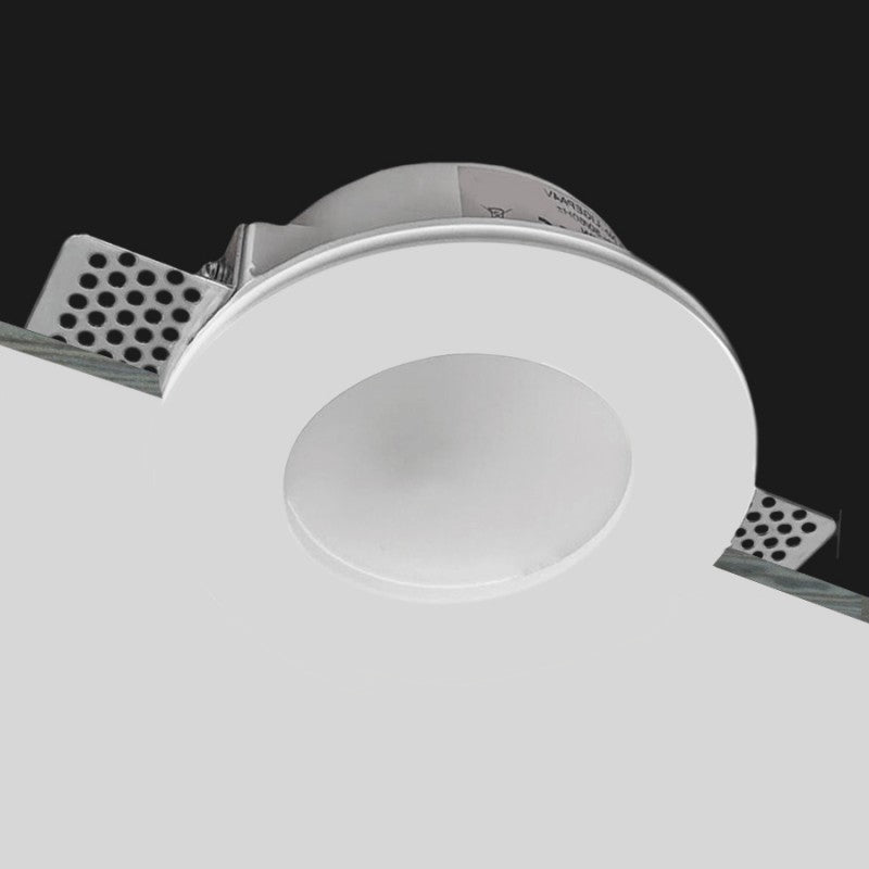 Portafaretto in Gesso Ceramico Rotondo Con Vetro da Incasso per GU10/MR16