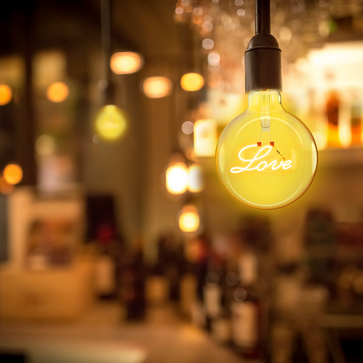 Lampadina LED Filamento 4W E27 1800K Luce Calda con Scritta Love