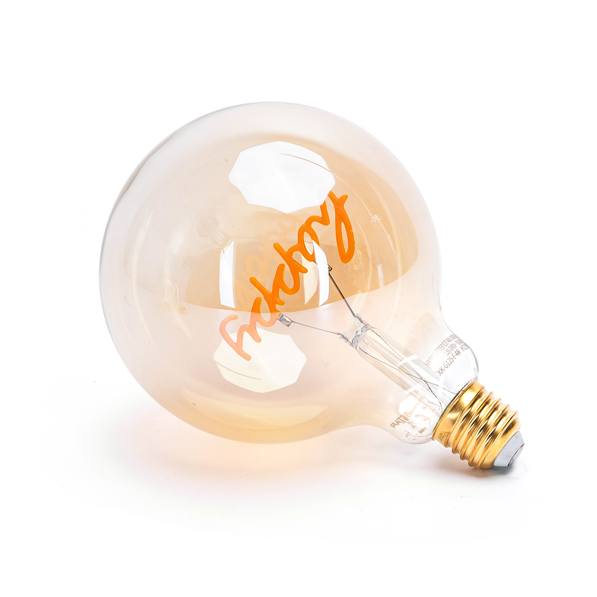 Lampadina LED Filamento 4W E27 1800K Luce Calda con Scritta Happy