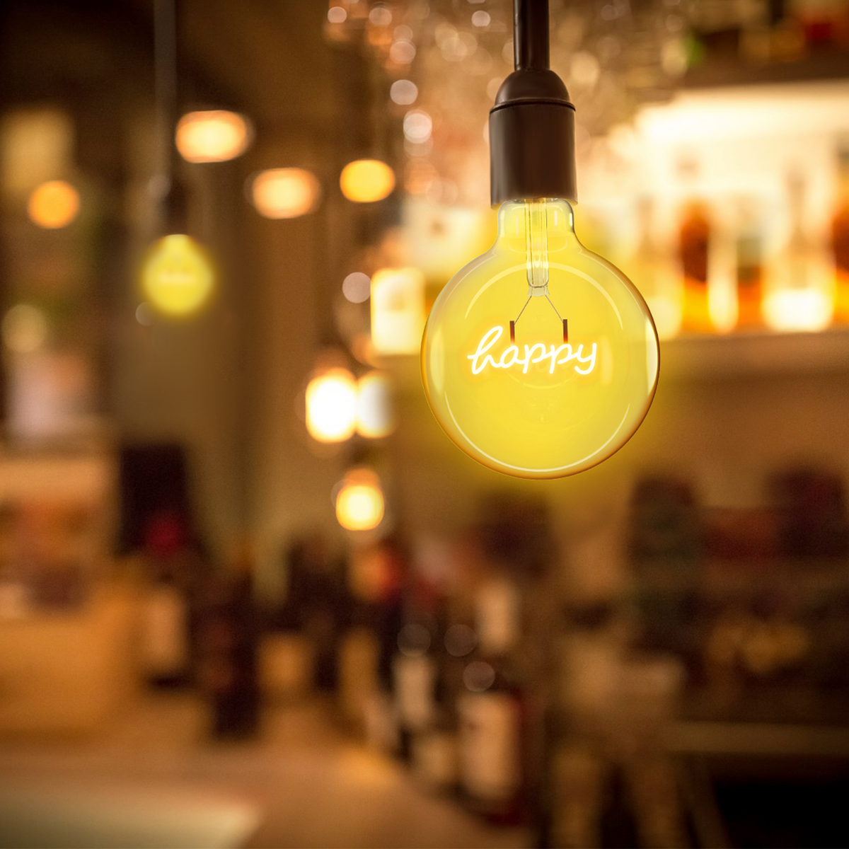 Lampadina LED Filamento 4W E27 1800K Luce Calda con Scritta Happy