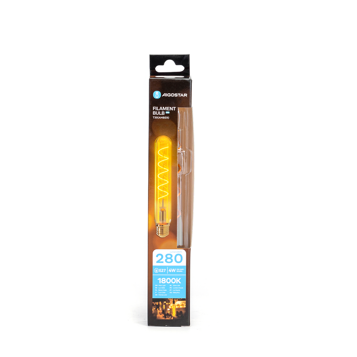 Lampadina LED Filamento 4W E27 1800K Luce Calda a Cilindro Filamento Spirale