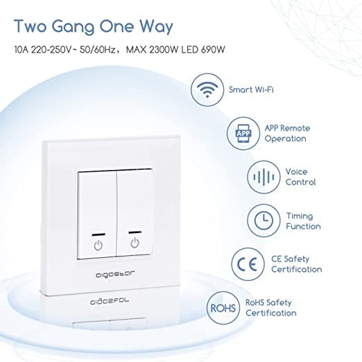 Interruttore Unidirezionale WIFI a Due Bande Compatibile Vimar Plana Bianco