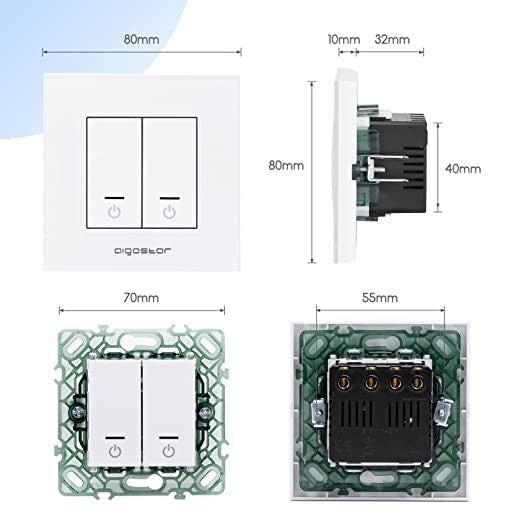 Interruttore Unidirezionale WIFI a Due Bande Compatibile Vimar Plana Bianco