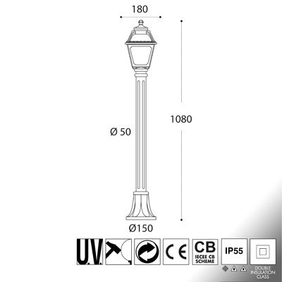 Lampione Da Giardino In Resina MIZAR MARY IP55 E27 2700K Fumagalli