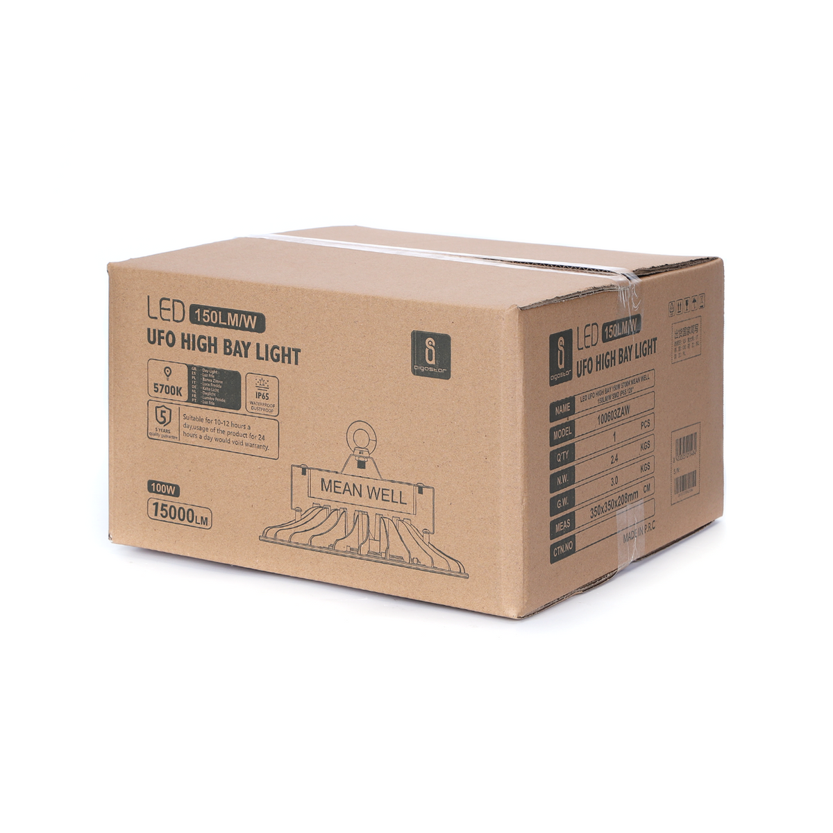 Campana Led UFO 100W Driver Mean Well IP65 5700K 15000LM