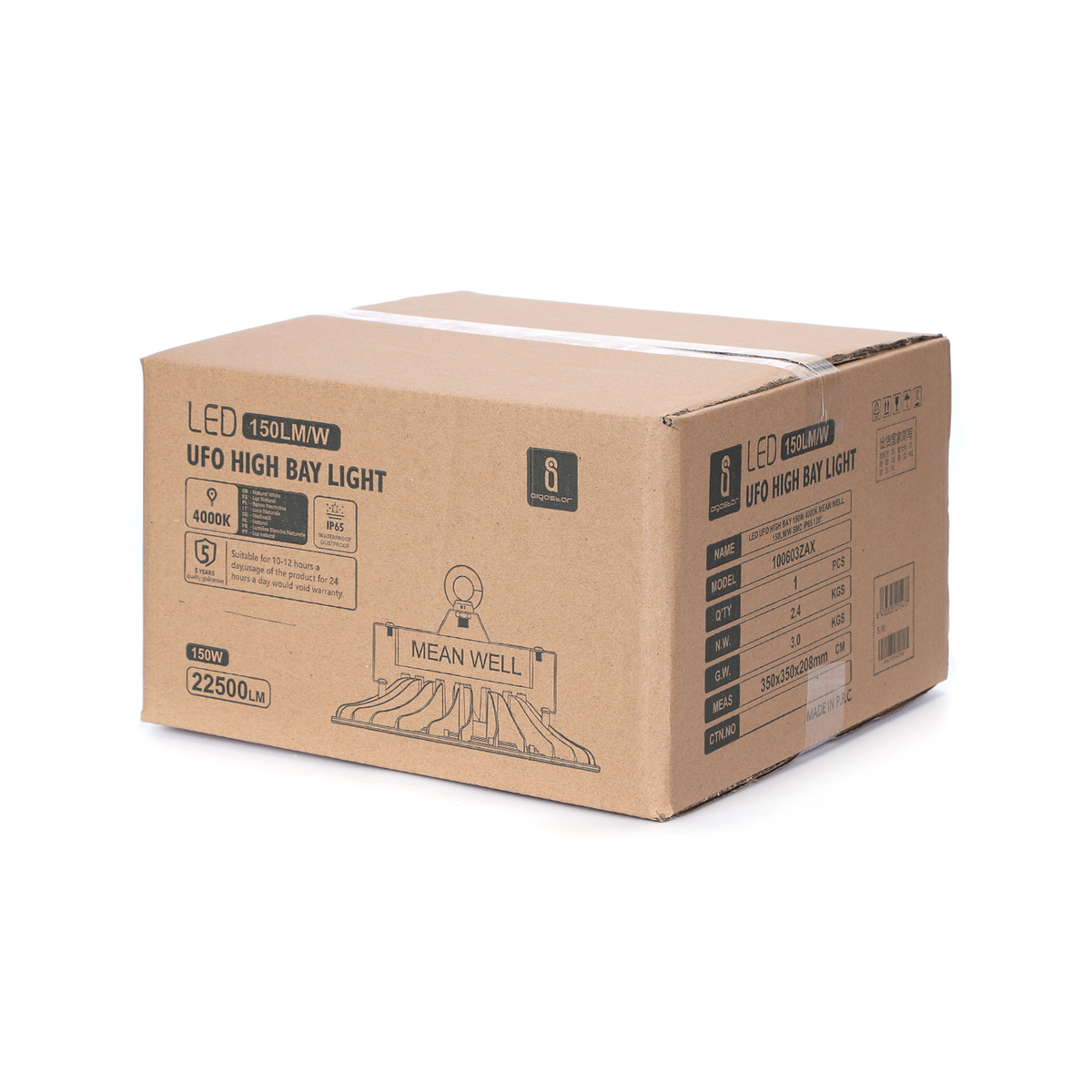 Campana Led UFO 150W Driver Mean Well IP65 4000K 22500LM