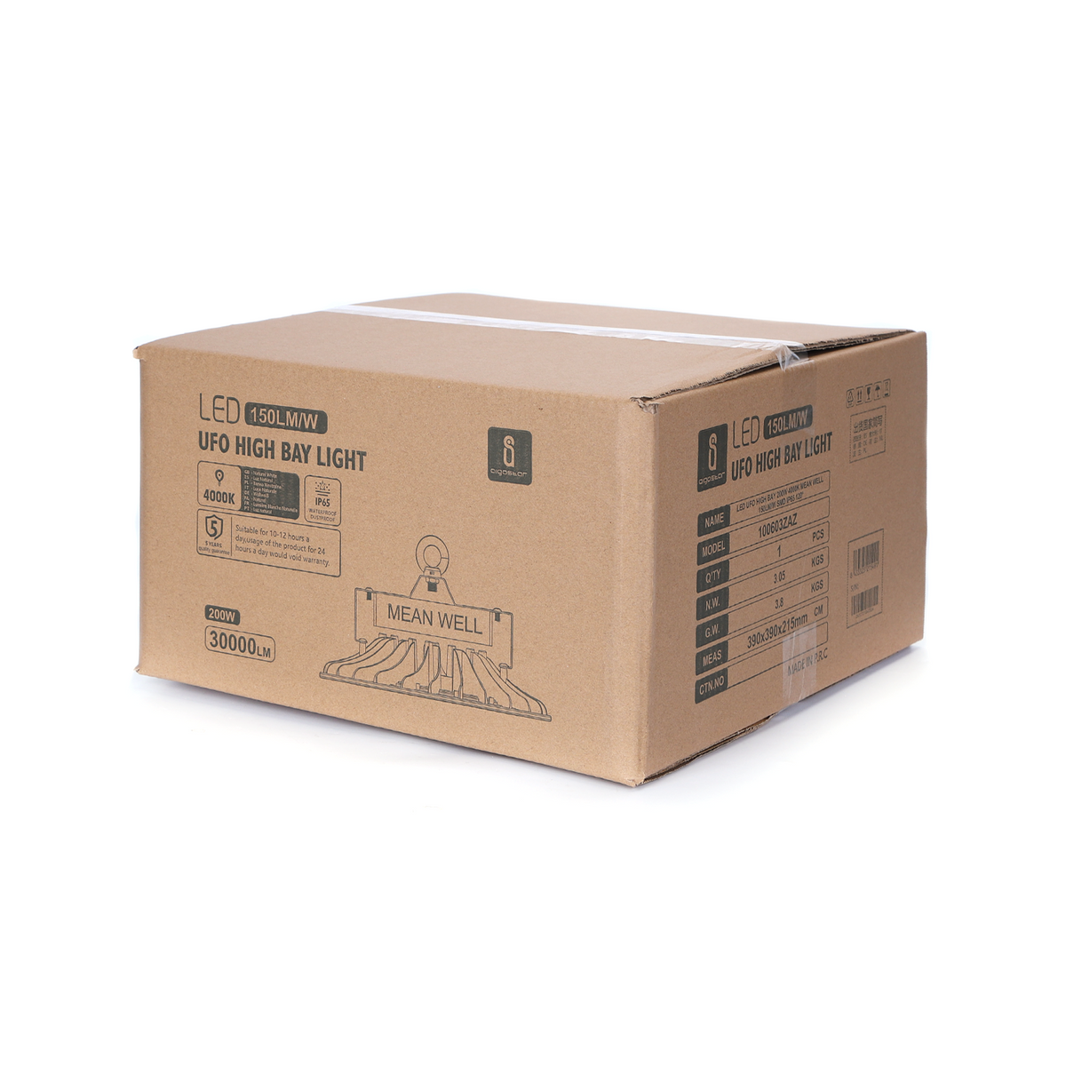 Campana Led UFO 200W Driver Mean Well IP65 4000K 30000LM