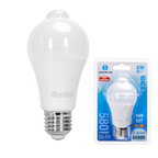Lampadina Led A60 E27 6W Bianco Freddo 6500K con Sensore di Movimento
