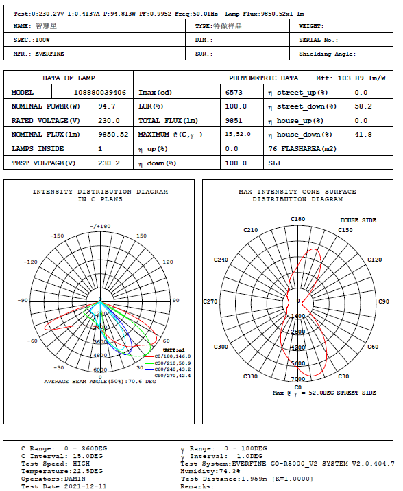 Armatura Stradale Lampione Led 100W 4000K 10.600LM IP65 FSL