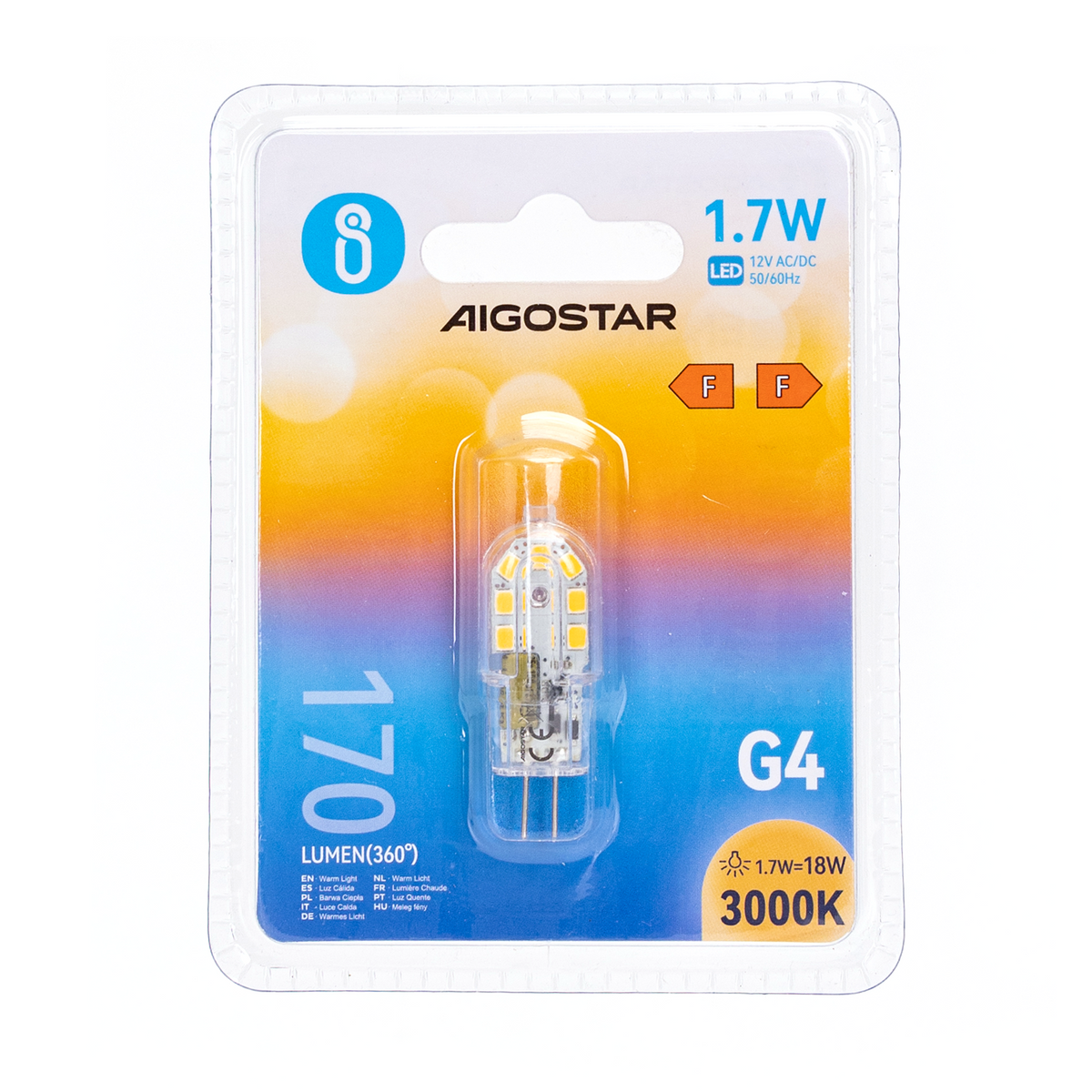 Lampadina Led G4 1,7W SMD Trasparente Bianco Caldo 3000K
