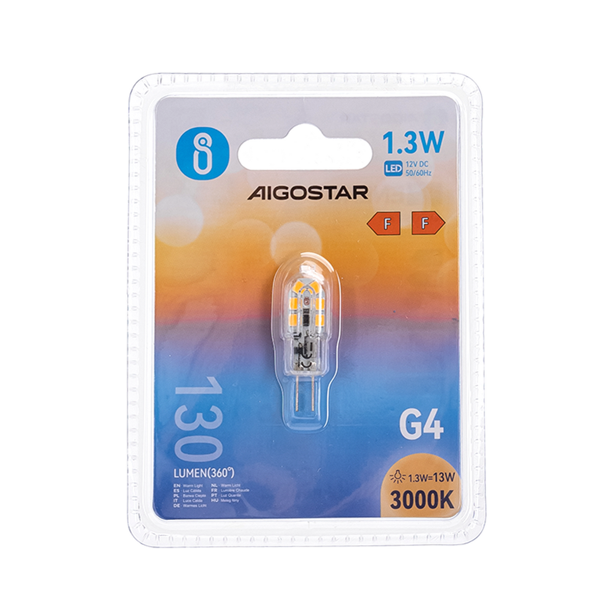 Lampadina Led G4 1,3W SMD Trasparente Bianco Caldo 3000K