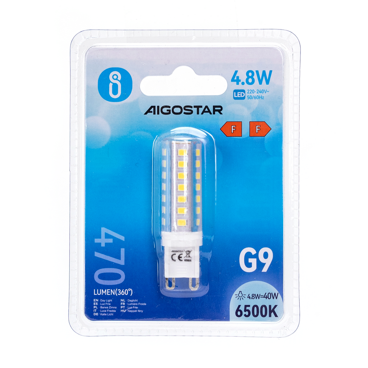 Lampadina Led G9 4,8W SMD trasparente Bianco freddo 6500K Aigostar