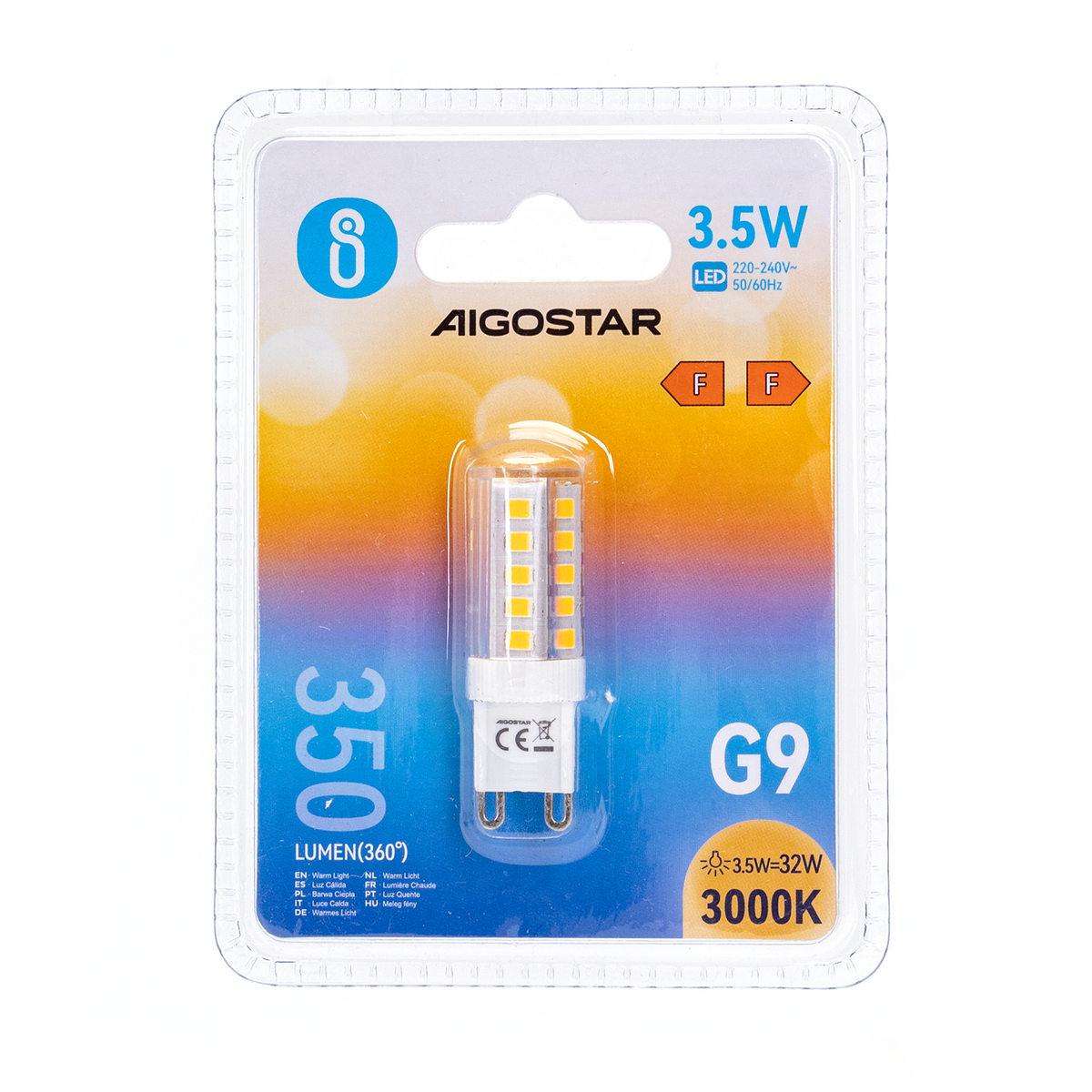 Lampadina Led G9 3,5W SMD trasparente Bianco Caldo 3000K Aigostar