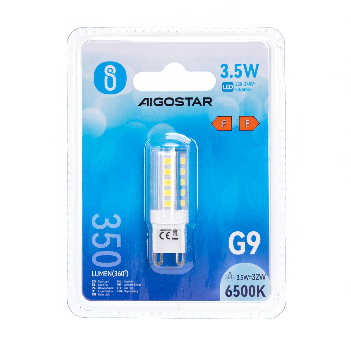 Lampadina Led G9 3,5W SMD trasparente Bianco Freddo 6500K Aigostar