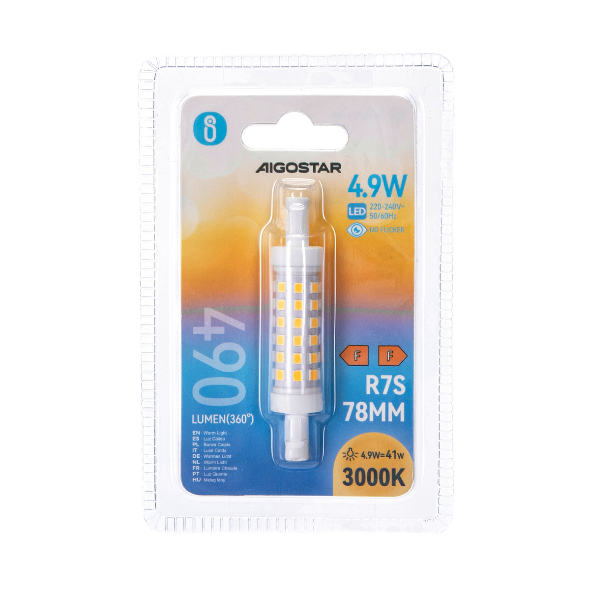 Lampadina Led R7S Lineare 78mm 4,9W SMD Bianco caldo 3000K
