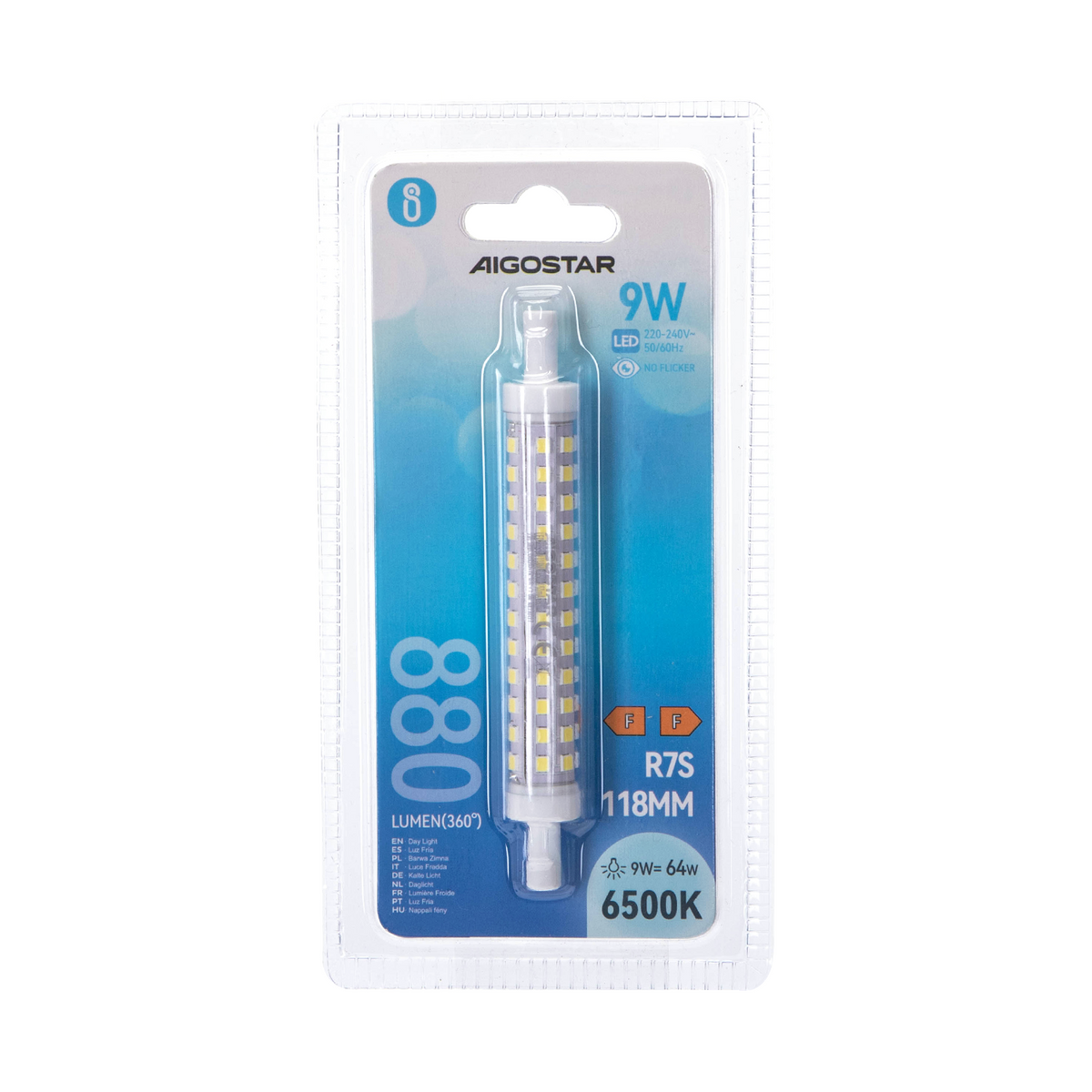 Lampadina Led R7S Lineare 118mm 9W SMD Bianco Freddo 6500K