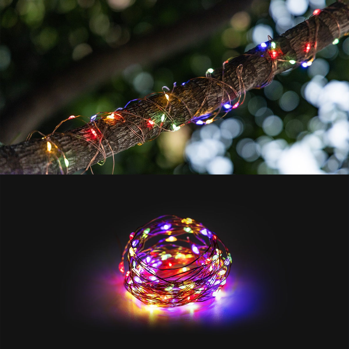 Catena Luminosa Led Con Pannello Solare Luce RGB IP65 12 Metri