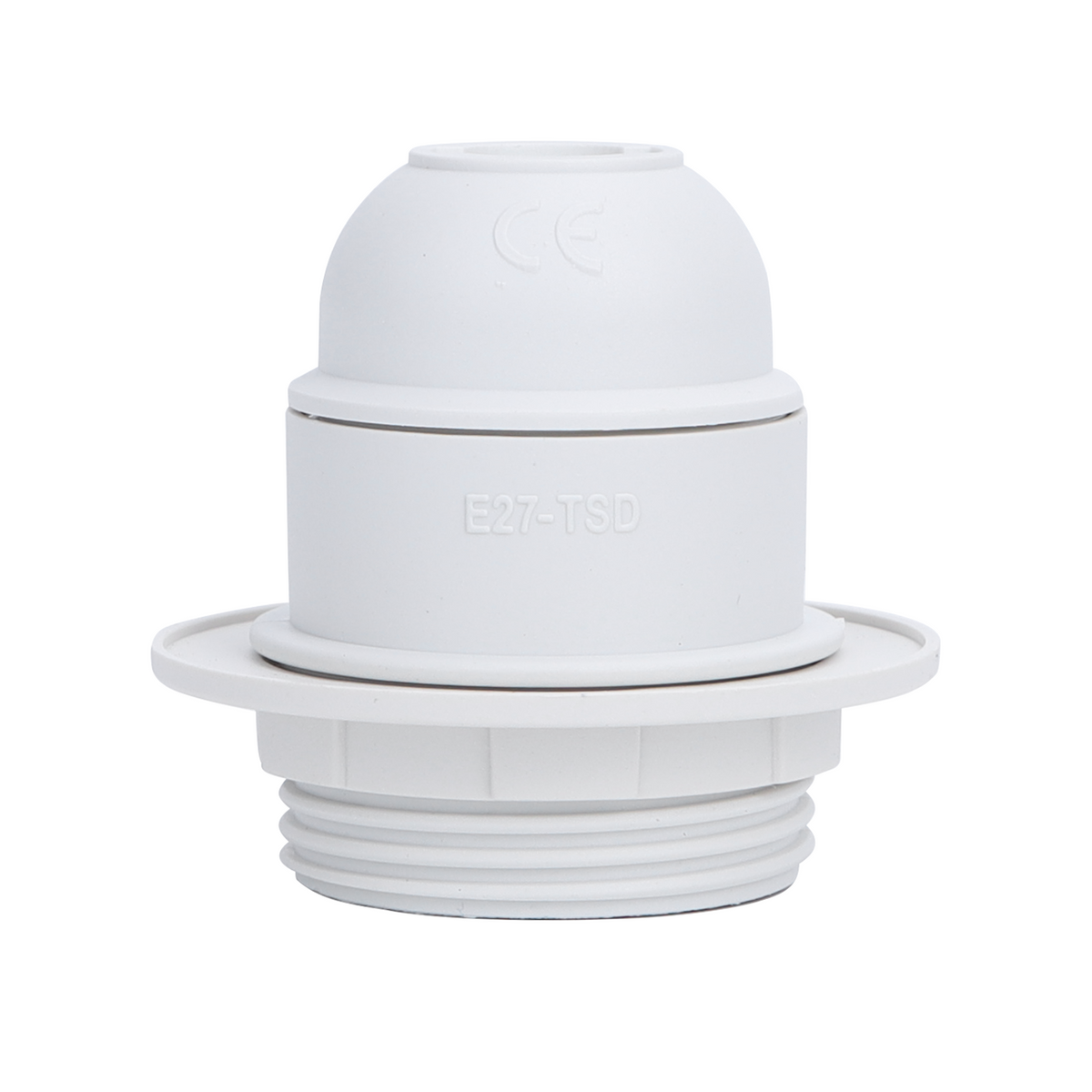 Portalampada E27 Bianco 250V in Plastica Con Anello