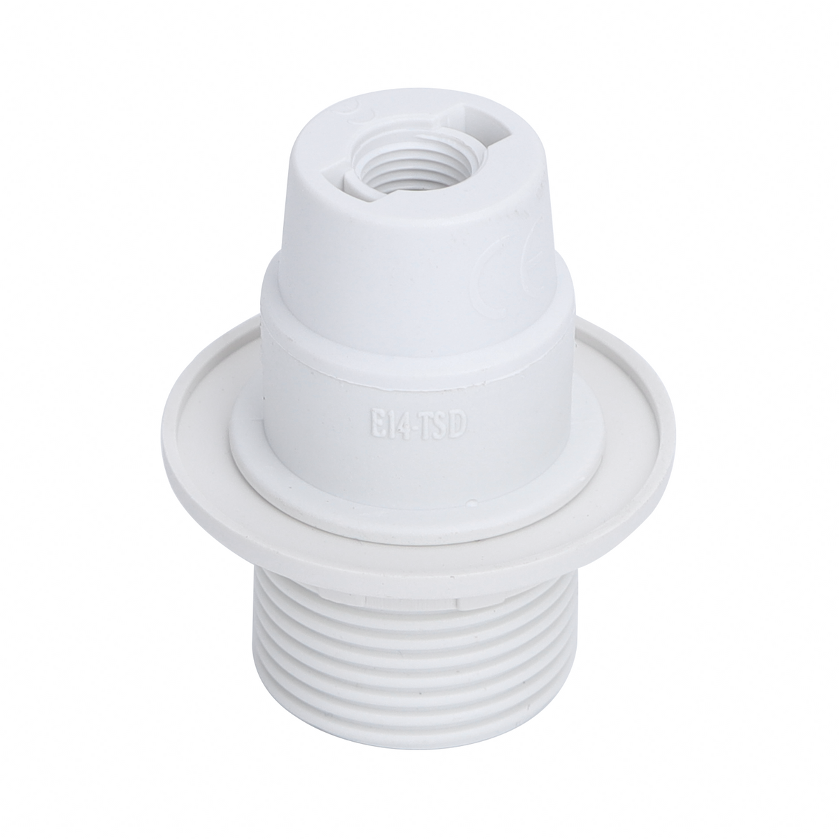 Portalampada E14 Bianco 250V in Plastica Con Anello