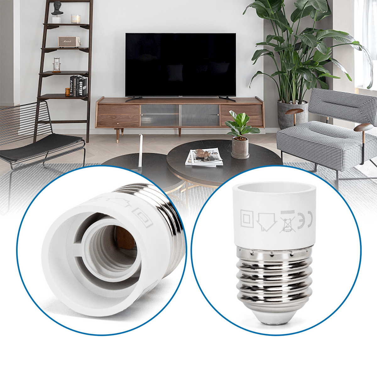 Adattatore Portalampada da E27 a E14 Bianco 250V Aigostar