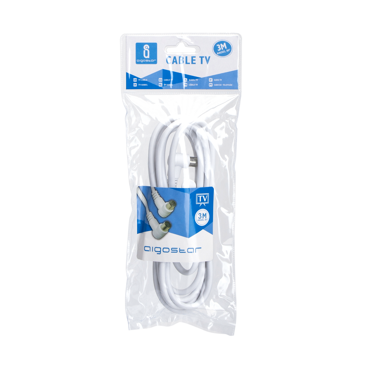 Cavo TV Per Antenna Maschio/Femmina 3mt Bianco Aigostar