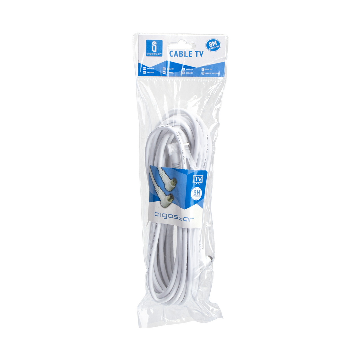 Cavo TV Per Antenna Maschio/Femmina 8mt Bianco Aigostar