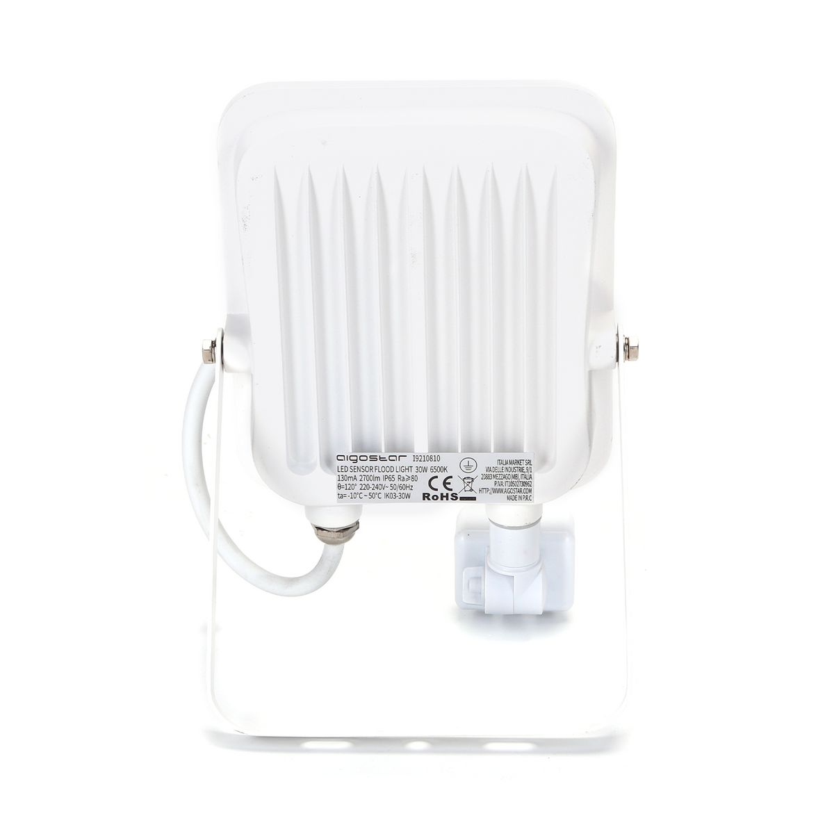 Faro Proiettore Led 30W Bianco IP65 6500K Con Sensore Crepuscolare Movimento