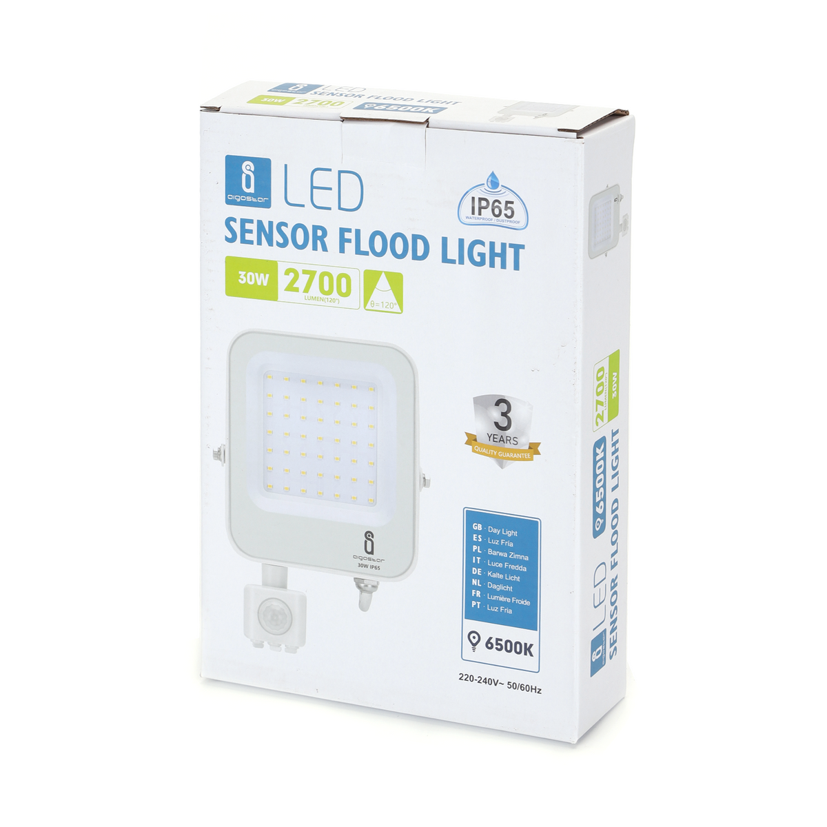 Faro Proiettore Led 30W Bianco IP65 6500K Con Sensore Crepuscolare Movimento