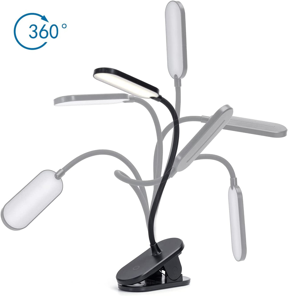 Aigostar Lampada da Tavolo LED clip 2,5W 4000K 160lm Dimmerabile Nera