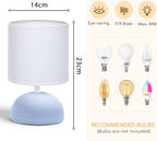 Aigostar Lampada da Tavolo Abat Jour in Ceramica Bianca e Azzurra E14