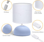 Aigostar Lampada da Tavolo Abat Jour in Ceramica Bianca e Azzurra E14